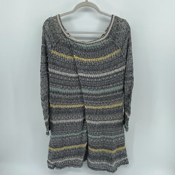Free People Life's a Beach loose open knit striped scoop neck tunic sweater sz S - Picture 8 of 8